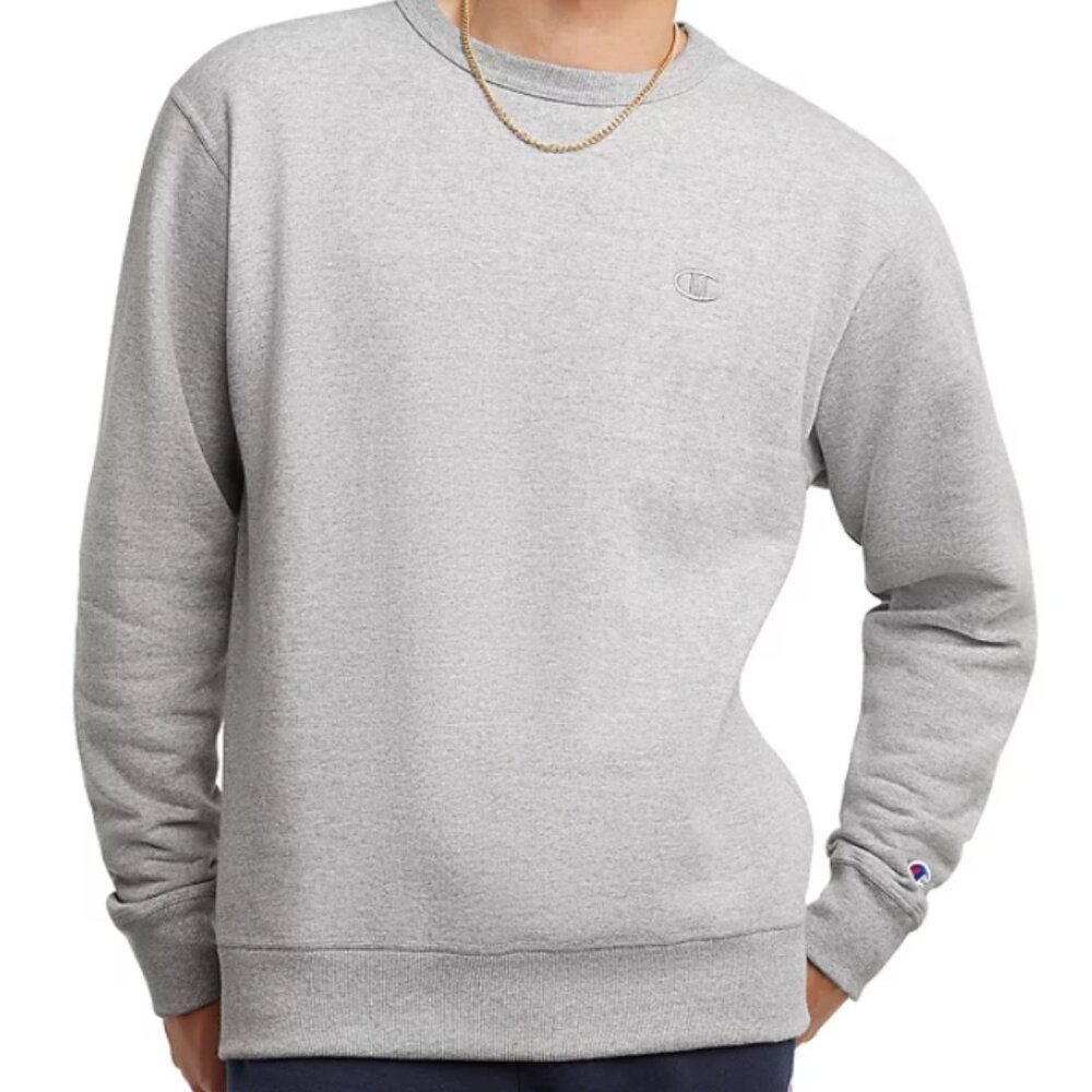 Champion Powerblend Heather Gray Fleece Crewneck Sweatshirt - Small Logo